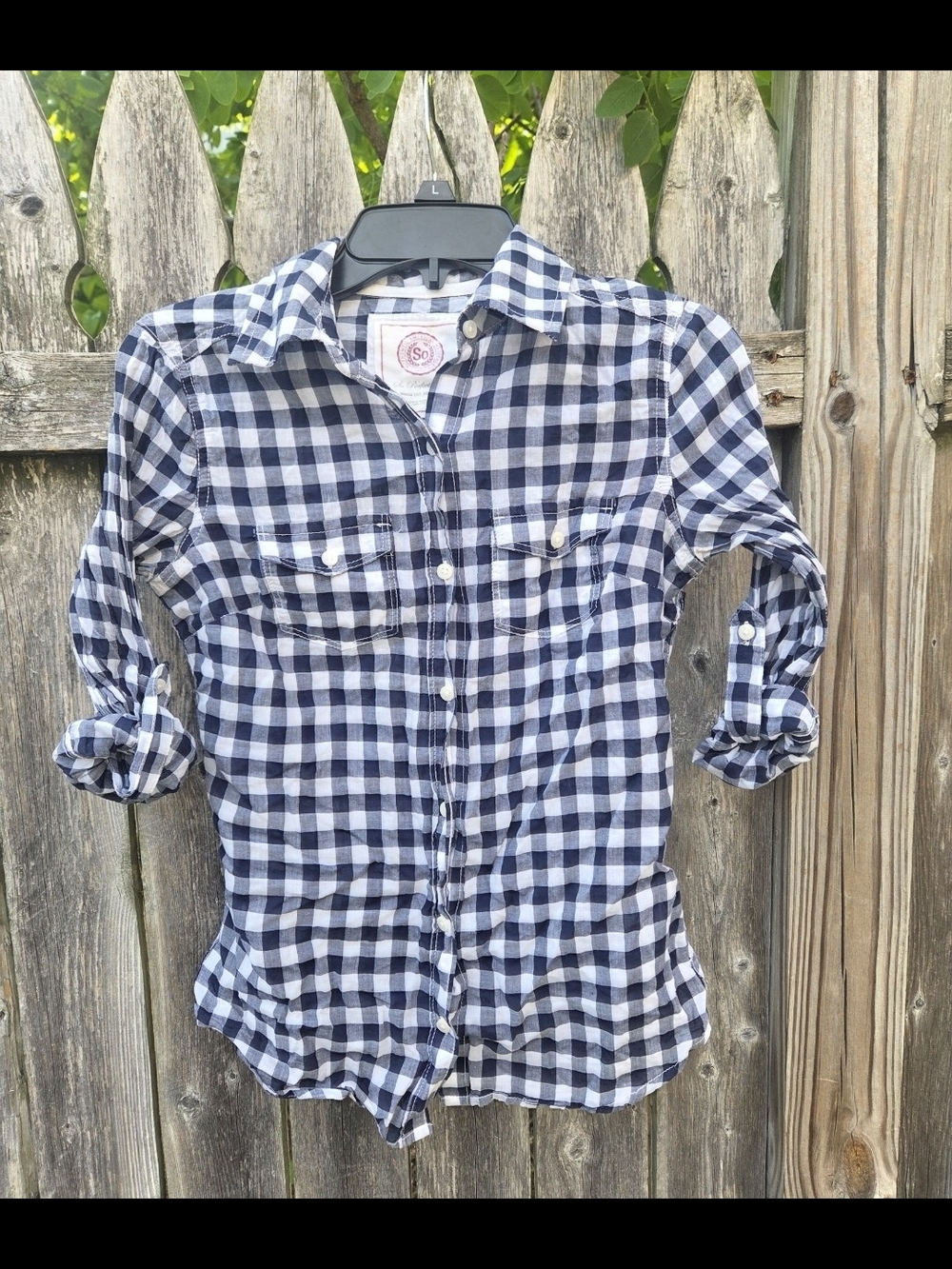 SO Navy & White Gingham Button-Down Shirt